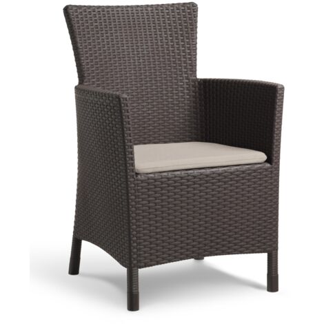 Keter Poltrona Harmony Set – Sedia Da Giardino In Finto Legno, Beige E Talpa, 60x59x86 Cm, Resistente Alle Intemperie
