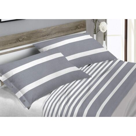 BIANCHERIAWEB Completo Lenzuola 100% Cotone Made In Italy – Fantasia Rigata Beige E Bianco, Misura Francese (Lenzuolo Sopra 200x300, Sotto 140x200 + Federe 50x80), Oeko-Tex