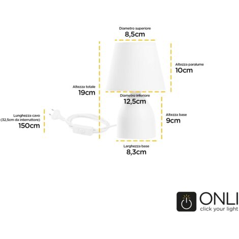 Onli Nano Lampada da Tavolo E14, Rosa, 13 cm x h 19 cm, metallostoffa