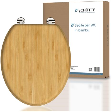 Schütte 81001-A Bamboo, Solido, Coperchio Sostenibile in Legno, Fatto, Adatto a Tutti gli Standard, Carico Massimo Sedile WC 150 kg (1/5)