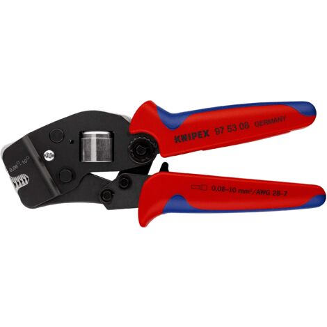 KNIPEX 97 53 08 Pinza per terminali a bussola, con regolazione automatica per crimpaggio frontale con manici multicomponente brunita 190 mm