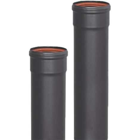 S&M 485503 - Tubo smaltato maschio-femmina colore nero Ø 80 mm e 25 cm di lunghezza  condotto per uscita camini e stufe a pellet  Resiste alla corrosione e resiste fino a 900 °C