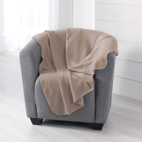 Plaid, jetée de canapé DOUCEUR D'INTERIEUR Plaid 125x150 - Pompons