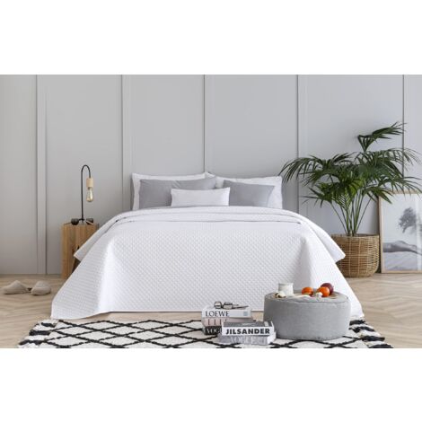 Todocama - Copriletto trapuntato sottile con motivo a rombo, per primavera, estate, autunno e inverno, 100% microfibra extra morbido, Copriletto multiuso, Letto 80/90 - 180x260cm, Bianco