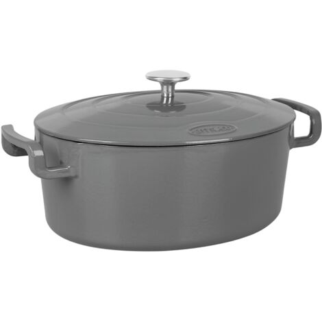 Sitram 715407 - Casseruola ovale in ghisa smaltata, 6,5 litri, 6,5 litri, colore: grigio interno bianco, tutte le fonti di calore inclusa induzione, ideale per pasti 5-7 commensali (1/3)