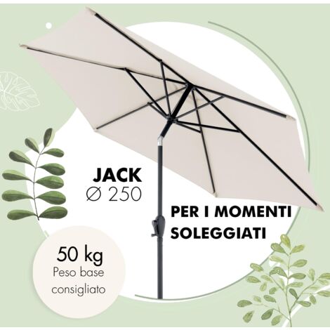 Outsunny Ombrellone da Giardino e Terrazza 2.5x2.5 m con Apertura a Manovella, 18 Stecche e Testa Inclinabile, Bianco Crema | Leroy Merlin