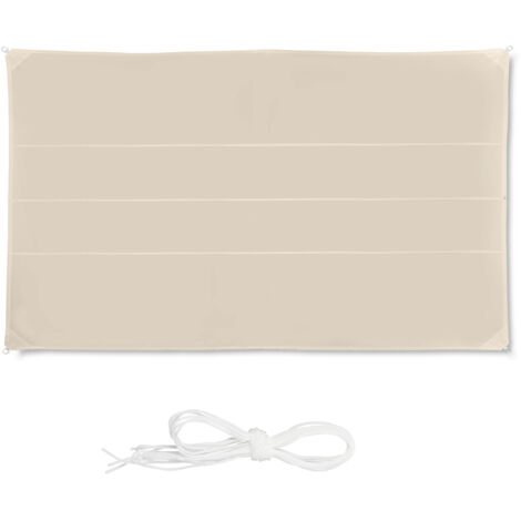 Relaxdays Tenda da sole rettangolare, idrorepellente, resistente ai raggi UV, con funi di tensionamento, terrazza, balcone, L x P: 4 x 6 m, beige (1/5)