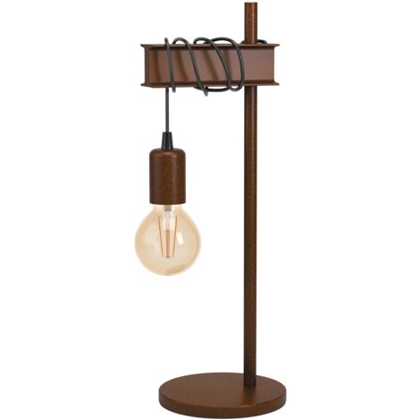 Eglo Lampada da tavolo Townshend 4, lampada da tavolo a fiamma Vintage, industriale, lampada da comodino, lampada da soggiorno in marrone antico, lampada con interruttore, versione E27 (1/5)