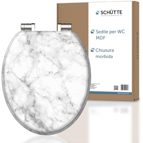 Schütte 80194-A - Sistema di abbassamento automatico in pietra marmo, con anima in legno, con motivo (portata massima del sedile WC 150 kg), bianco/grigio (1/5)