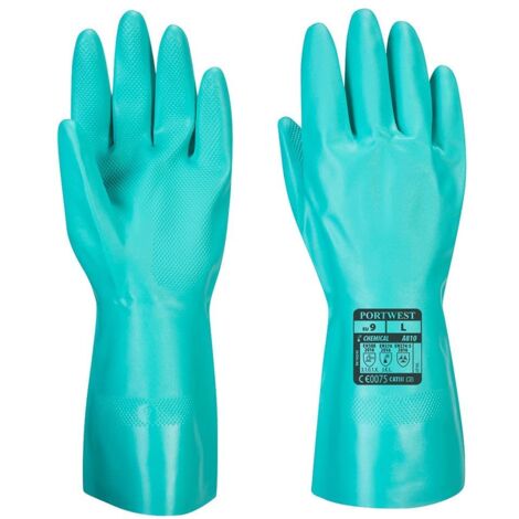 Portwest A810GNRS Guanto Protezione Chimica in Nitrile, Verde, S