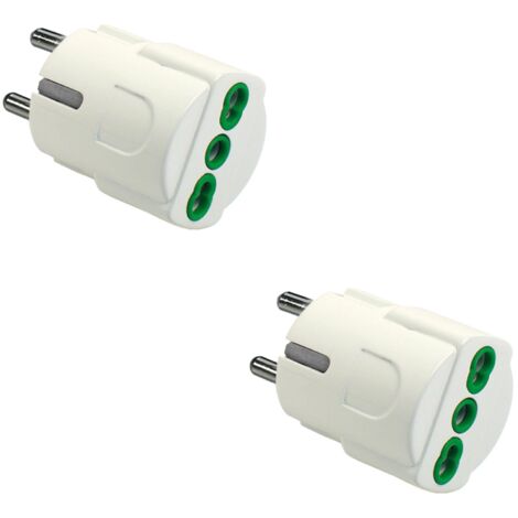 Adattatore Schuko FANTON 81090 - Da Spina Schuko 2P+T 16A A Presa Bipasso, Bianco, Made In Italy - Foto 7