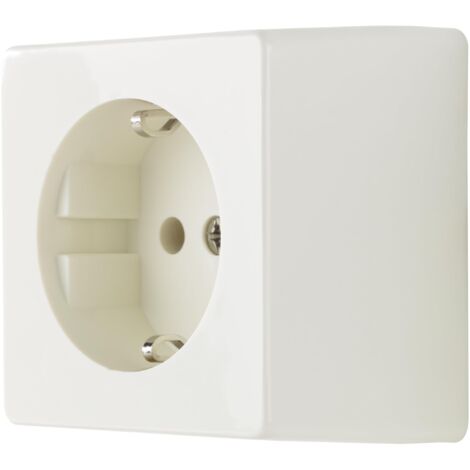 REV Presa A Parete Con Contatto Di Protezione, 1 Modulo, Colore Bianco Crema, IP20, 16A 230V