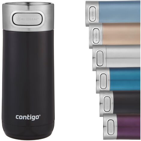 Contigo Luxe Autoseal, Termica, Thermos Acciaio Inox, Borraccia sottovuoto, Bicchiere Chiusura ermetica, lavastoviglie, Tazza caffè, Coperchio Pulizia Facile Senza BPA Licorice, 360 ml Unisex-Adult (1/5)