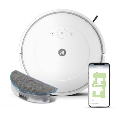 iRobot Roomba Combo Essential, Robot Aspirapolvere Lavapavimenti, Potente Aspirazione e Pulizia, Sistema di Pulizia a 4 fasi, Tre Livelli di Aspirazione, Controllabile Tramite App, Bianco (1/10)