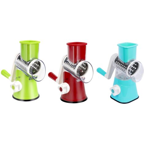 X Home Rotary - Grattugia Rotante 3 In 1 Con Lame Intercambiabili In Acciaio Inox E Base A Ventosa - Per Formaggio, Verdure, Frutta E Noci - 3