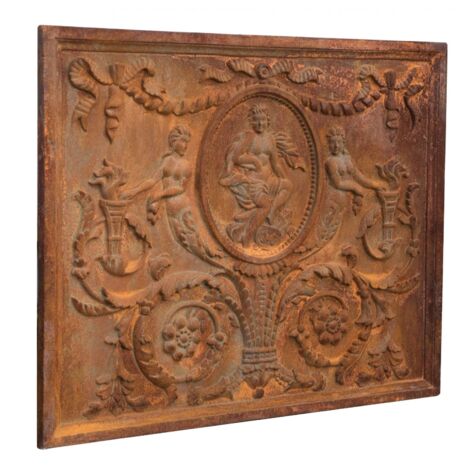 Biscottini Frontone con stemma 81x2x65 cm Piastra per camino funzionale e decorativa Frontone camino in ghisa