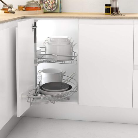 Menage Confort Semicar 180º Vassoio per armadio angolare da cucina, metallo, larghezza porta 450 mm/altezza prodotto 730-780 mm