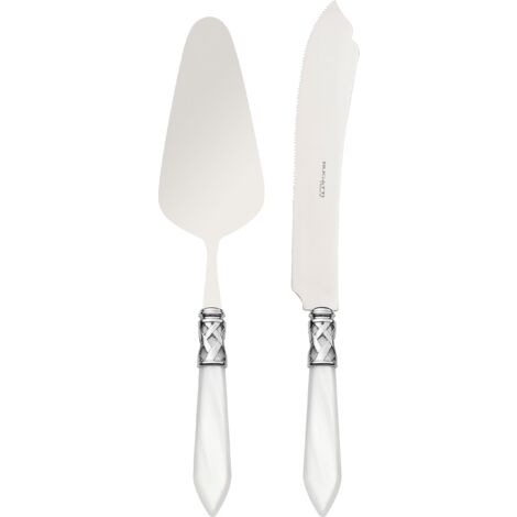 Bugatti ALC1M-N4220/21 Aladdin - Servizio per Torta Composto da 2 Pezzi, ABS/Acciaio, Dimensioni: 30,5 x 14 x 3 cm, Colore: Bianco