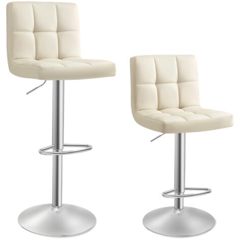 Set 2 sgabelli in similpelle grigio e base cromo con poggiapiedi - Quavo