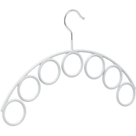 Relaxdays Porta Gruccia per Sciarpe, Metallo e Gomma, 7 Anelli Appendi Scialli, Foulard, Antiscivolo, Ø 5 cm, Grigio Chiaro, Ferro 50% plastica, 1 pz (1/5)