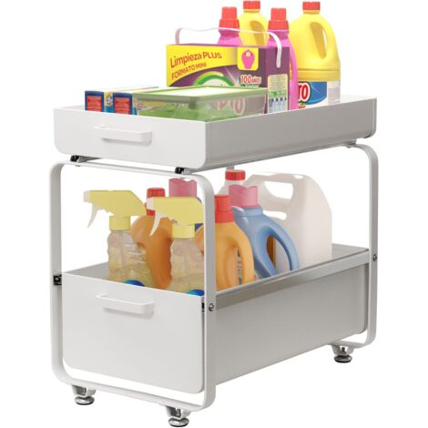 Todeco Organizzatore Sotto il Lavandino 2 Livelli, Scorrevole Scaffale Sottolavello Portaoggetti, Organizer Sottolavello Portaoggetti per Cucina Bagno, Acciaio al carbonio (Nero) (1/5)
