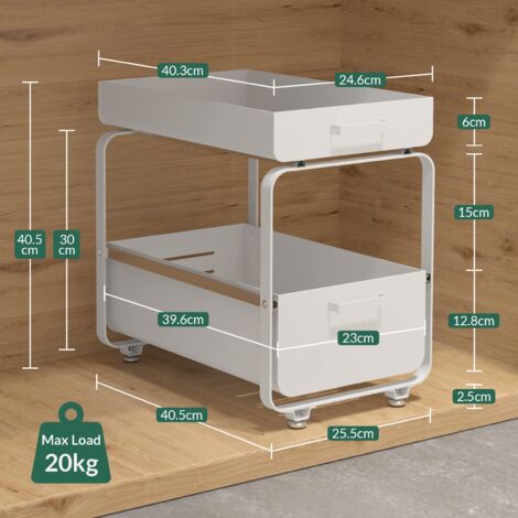 Organizzatore Estraibile Sotto Lavello 2 Livelli – Ripiano A L In Acciaio Inox, Regolabile, Montaggio Senza Viti, Per Cucina E Bagno - 3