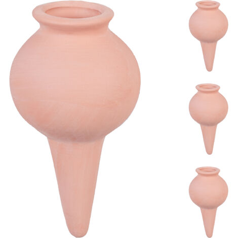 Relaxdays Sfere da Irrigazione a Goccia, Set da 4, Coni da 100 ml di Volume, Irrigatore per Piante 12x6 cm, Terracotta (1/5)