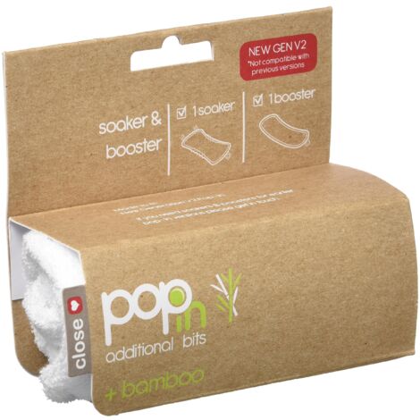 Close Pop-in - Panno per pannolino Soaker & Booster V2, in bambù, colore: Bianco (1/2)