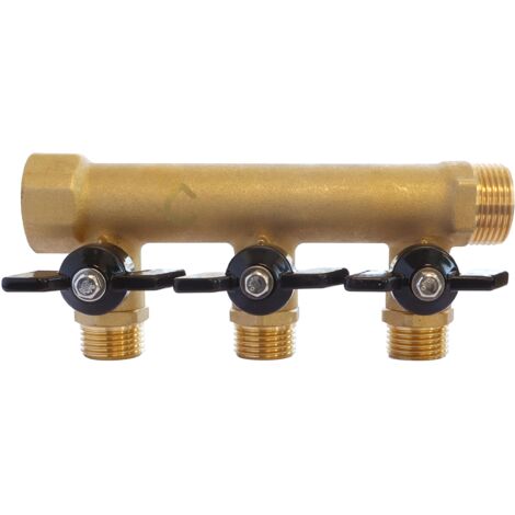 Somatherm for you - Brass Collector con mini -twin integrato - 3 maschi inizia 15/21-20/27 Input femmina - Output maschile 20/27