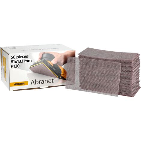 Mirka Abranet rete strisce abrasive 81x133 mm a strappo, grana P120, 50 pz, per levigare legno, stucco, vernice, plastica, 5417805012