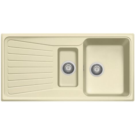 Lavello in quarzo da cucina incasso PLADOS SP0991 vasca grande più una vasca piccola più scolapiatti - Champagne