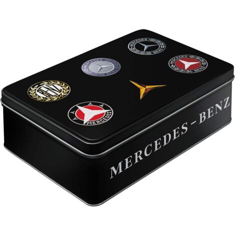 Nostalgic-Art Contenitori di latta retrò piatti, Mercedes-Benz – Logos – Idea regalo per amanti di auto, Scatola con coperchio, Design vintage, 2,5 l (1/4)
