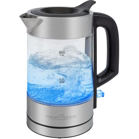 ProfiCook PC-WKS 1229 G bollitore elettrico 1 L 1600 W Acciaio inossidabile, Trasparente