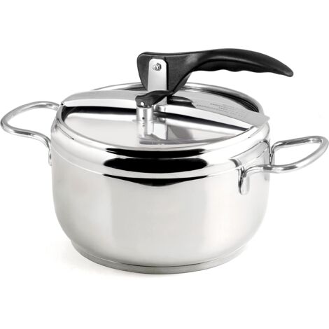 INOXPRAN - Pentola a Pressione, Acciaio Inox, Capienza 5 L, Triplo Fonto Adatto a Tutti i Piani di Cottura compreso l'Induzione, Cucina Rapida e Risparmio d'Energia, Lavabile in Lavastoviglie