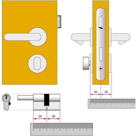 CISA 10A3S707012, Cilindro Europeo Astral S, Ottone Nichelato, 30/30 mm, Predisposizione per Pomolo, Gambo Accorciabile
