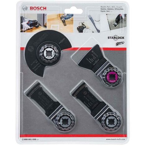 Bosch Home and Garden Set da 4 Pezzi per pavimento e installazione per utensili multifunzione, Starlock, accessori per utensili multifunzione, Nero