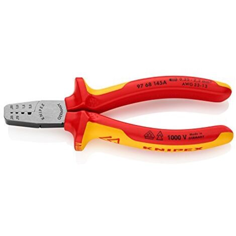 Pinza Crimpatrice Knipex Per Terminali A Bussola - Isolata VDE, 145 Mm, Con 4 Incavi Per Sezioni Da 0,25 A 2,5 Mm² - Foto 6