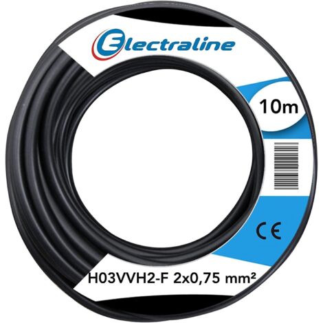 Electraline 10921 Piattina Indivisibile H03VVH2-F, Sezione 2x0.75 mm, 10 mt, Nero (1/7)