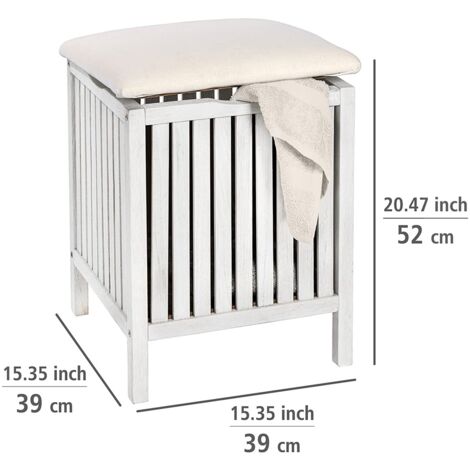 Mobiletto Wenko Norway Con Anta – Bianco Calce, Legno Di Noce Massiccio 35,5x39,5x86 Cm