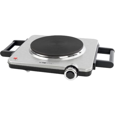 Clatronic® Piano cottura elettrico da 1500 W, 1 piano cottura per cucina, ufficio o campeggio, piastra elettrica con regolazione continua della temperatura, piastra singola in acciaio inox, EKP 3788