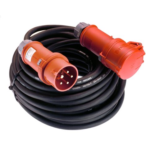 as - Schwabe 61093 61093-Prolunga CEE con invertitore di Fase, 50 m, H07RN-F 5G2,5, 400 V/16 A/5 Poli, Colore: Nero