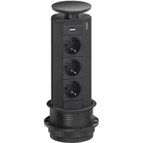 EVOline Ciabatta elettrica per porta, 2 prese Schuko, 1 caricatore USB-C nero