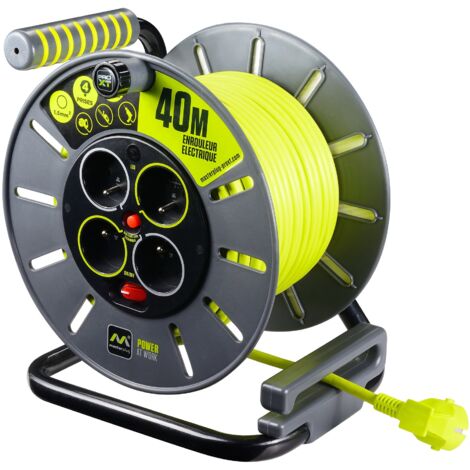 Masterplug, Raccoglitore cavo elettrico Silver, Arrotolatore, 40 m, 4 x CEE 7/4 Sockets, Termico, Manuale, A parete, Plastica, 0.9 kg, 21 x 24.5 x 27.2 cm (1/5)