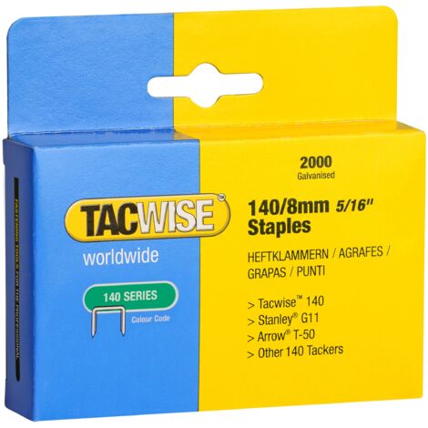 Tacwise 0346 Punti Galvanizzati Professionali, Tipo 140/8mm, Confezione da 2000 (1/3)
