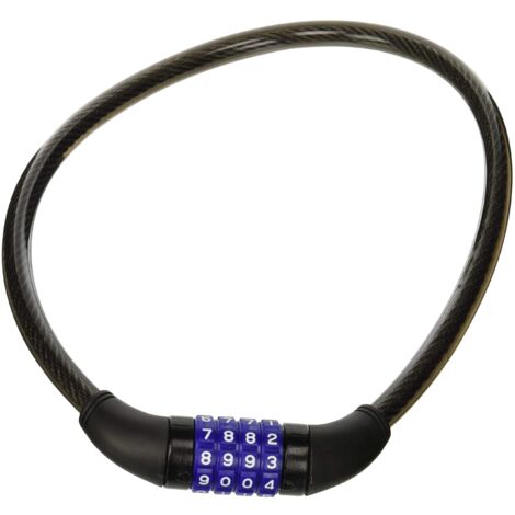 Perel Lucchetto per bicicletta con codice a 4 cifre, cavo in acciaio Ø12 mm, sicurezza per bicicletta