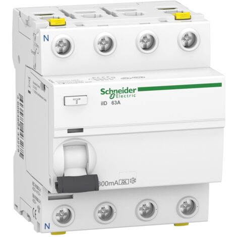 Schneider Electric A9Z24463 Interruttore di corrente residua iID, 4P, 63A, 300mA, Tipo A, Bianco, 63 Ampere