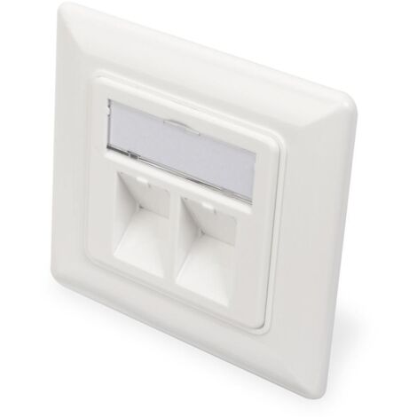 DIGITUS Scatola di giunzione per modulo Keystone - 2 porte - Uscita angolata a 45° - Con coperchio antipolvere - Bianco (1/4)