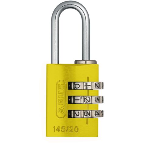 ABUS Lucchetto a combinazione 145/20 giallo - Lucchetto per bagagli, armadietti e molto altro. - Lucchetto in alluminio - Codice numerico regolabile individualmente - Livello di sicurezza 3