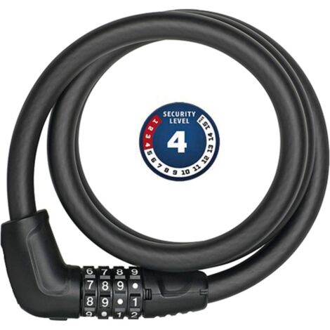 ABUS Serratura a cavo Tresor 6412C supporto SCMU - combinazione, regolabile individualmente Cavo in acciaio con rivestimento plastica Livello di sicurezza 4 85 cm, nero