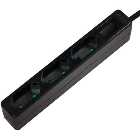 LogiLink LPS229B - Ciabatta elettrica a 3 prese (presa europea), CEE 7/16, con protezione per bambini, colore: Nero